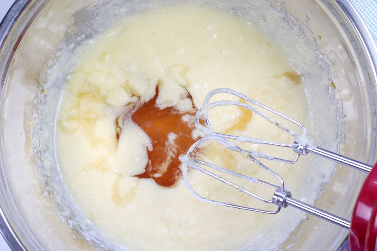 Mixing cinnamon cupcake batter