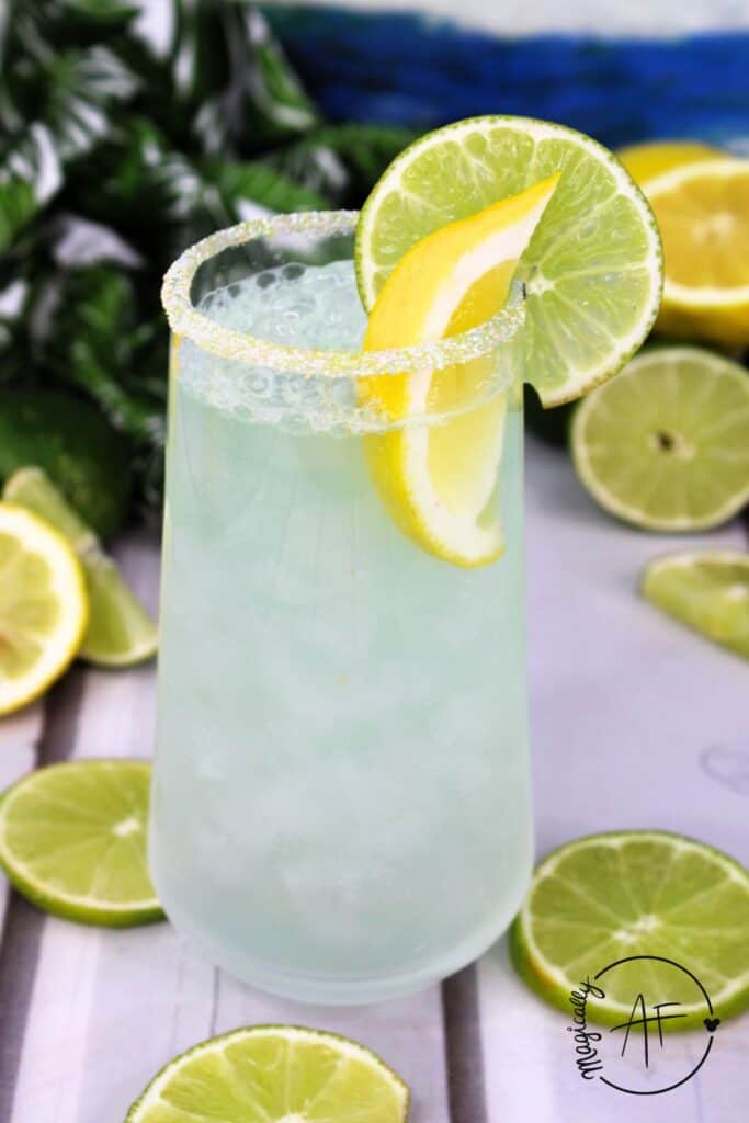 lemon lime cocktail in a glass
